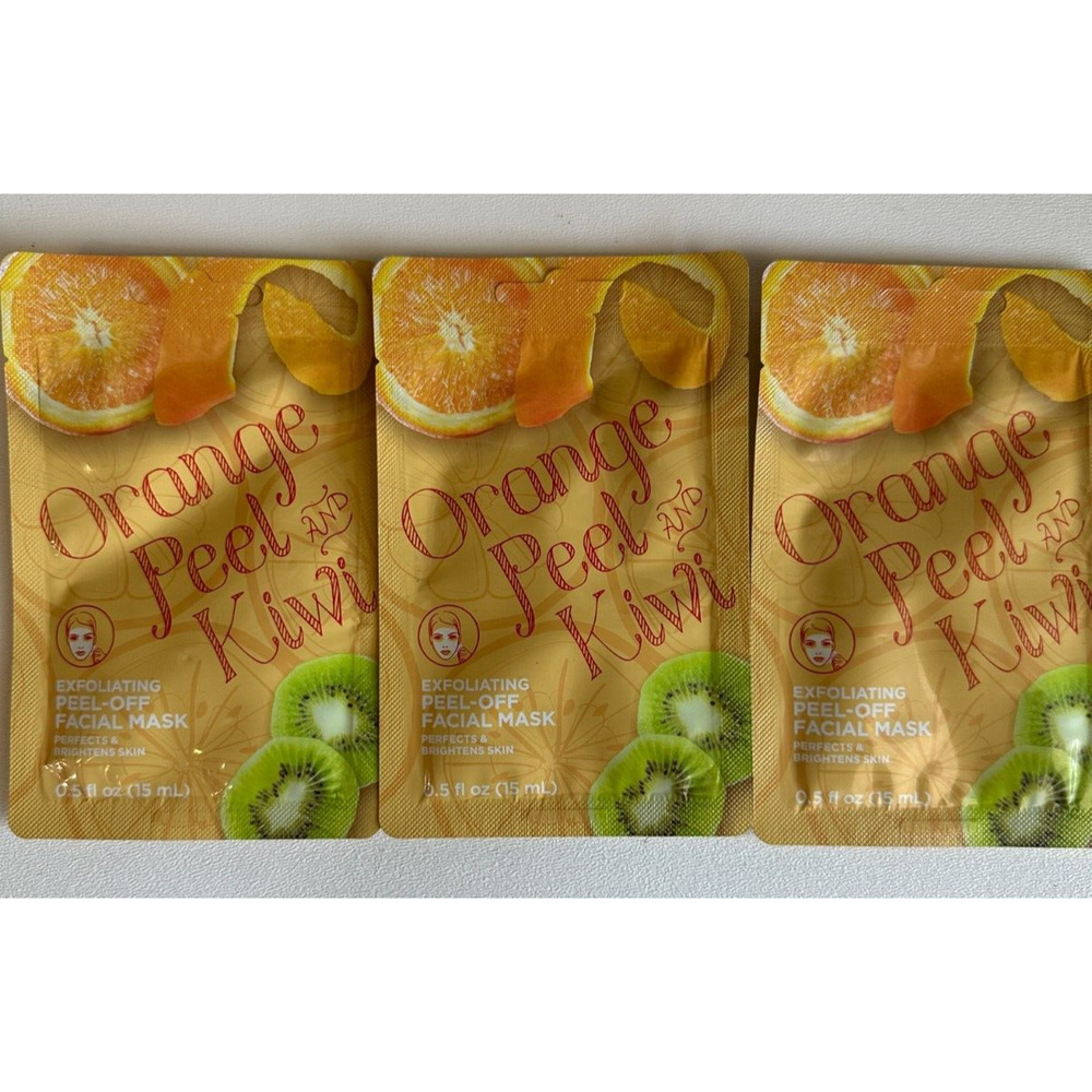 3x Orange Peel & Kiwi Exfoliating Peel-Off Facial Mask Perfects & Brightens Skin